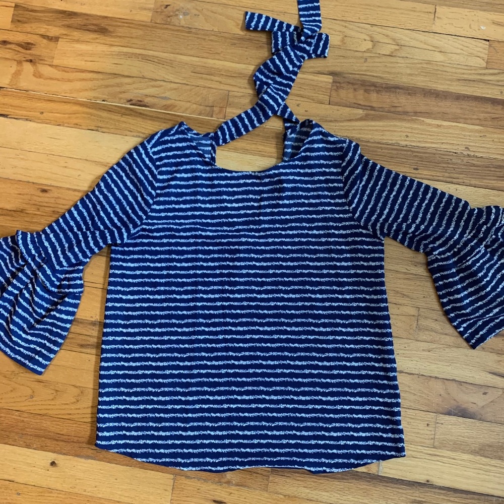 Striped Flowy Tie back top